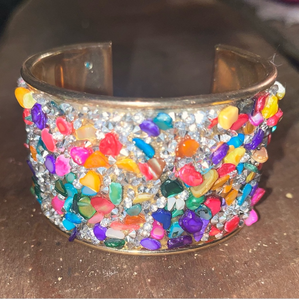 Fashion Jewelry Vibrant Gemstone Cuff Bracelet